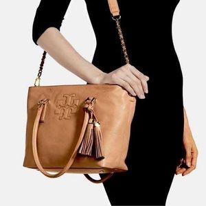 Tory Burch 🤎 Thea Convertible Leather Tote - Bark